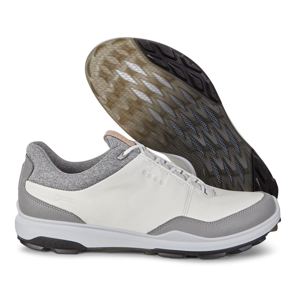 ECCO Mens Golf Shoes White/Grey - Biom Hybrid 3 Gtx - HIS-538726